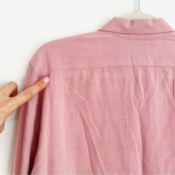 Sandro Oversized button down shirt long sleeve pale pink collared office chic S - Picture 12 of 13